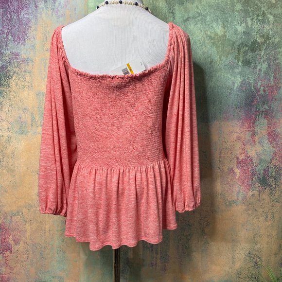 Jessica Simpson Womens Sherrie Square Neck Smocked Top